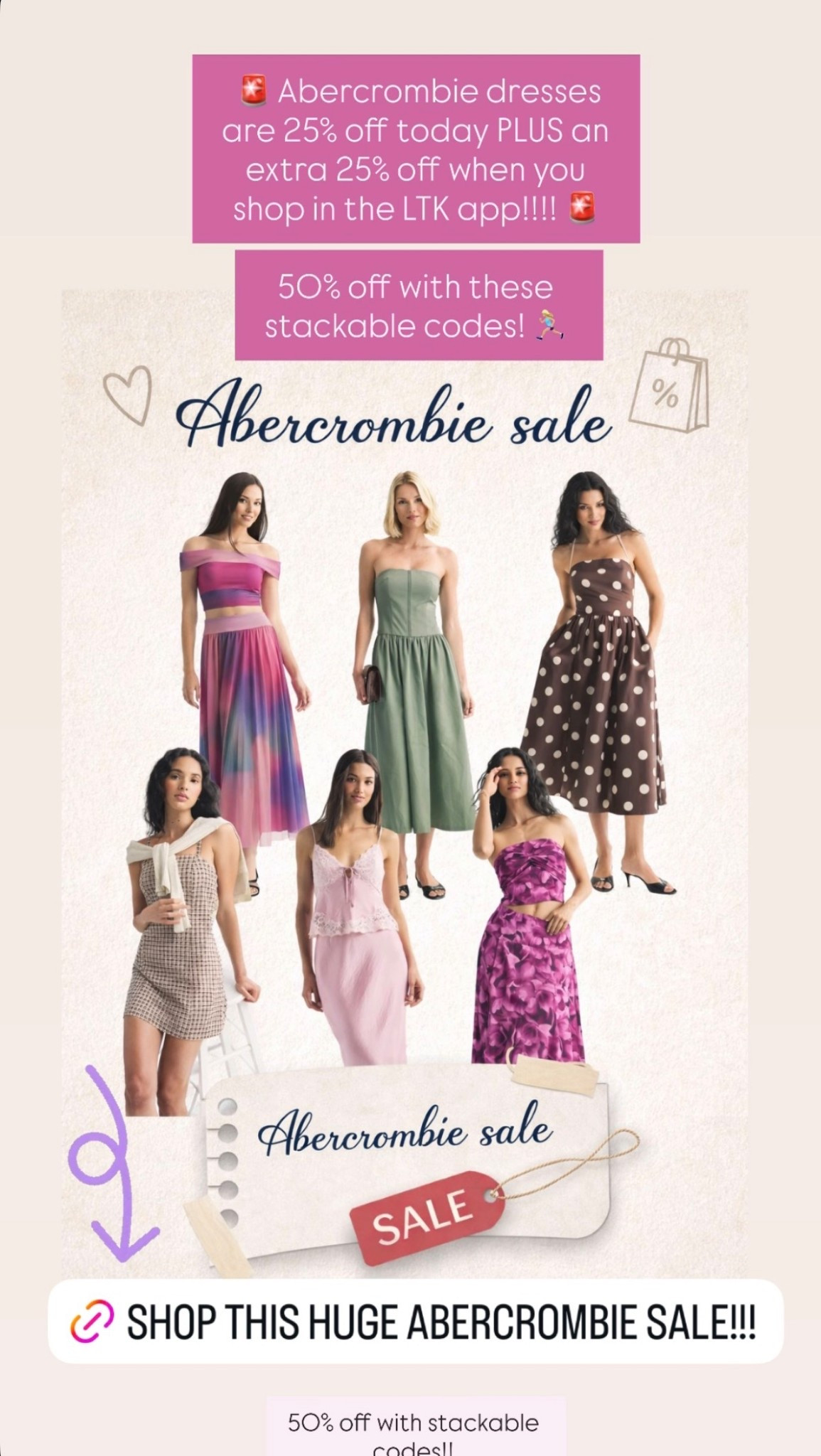 Abercrombie is 50% off dresses right now!!! They are on sale and then you get an extra 25%  for the LTK spring sale! Shop here in the app or copy the promo code and click “shop now” Here’s some of my favs!

#LTKSaleAlert #LTKOver40 #LTKSpringSale