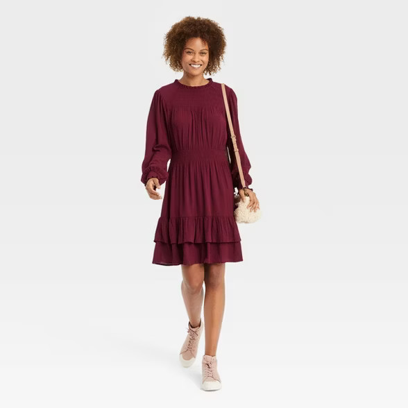 Women's Long Bishop Sleeve Smocked Dress - Knox Rose™ | Target