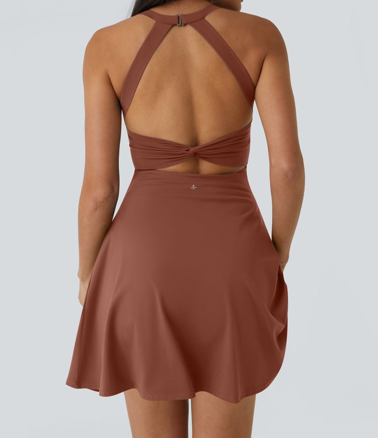 Women’s Backless Twisted Flare Dance Active Dress-Longer Length-Easy Peezy Edition - Halara | HALARA
