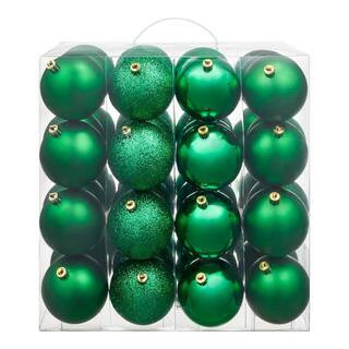 48-Piece Green Shatter-Resistant Ornaments | The Home Depot