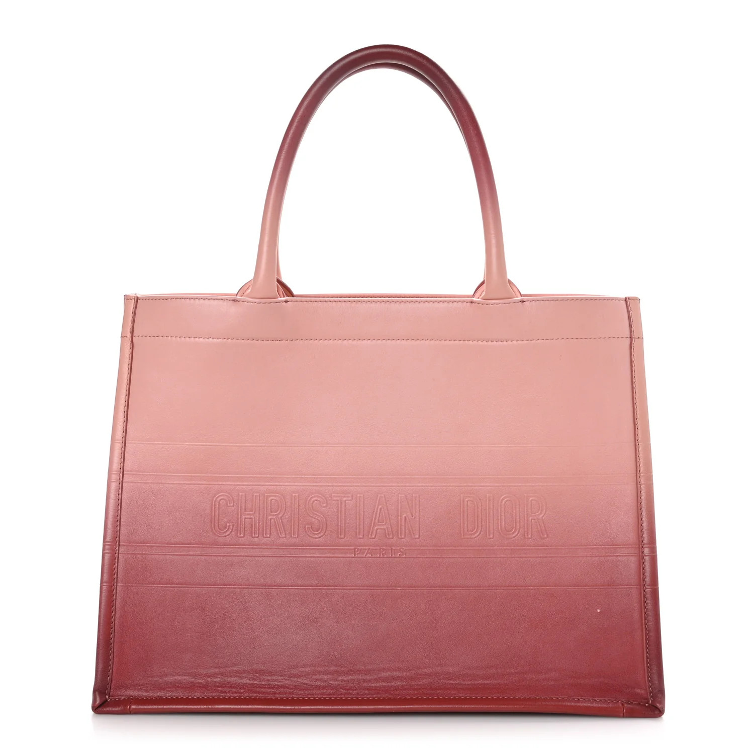 CHRISTIAN DIOR Gradient Smooth Calfskin Embossed Medium Book Tote Pink | FASHIONPHILE (US)