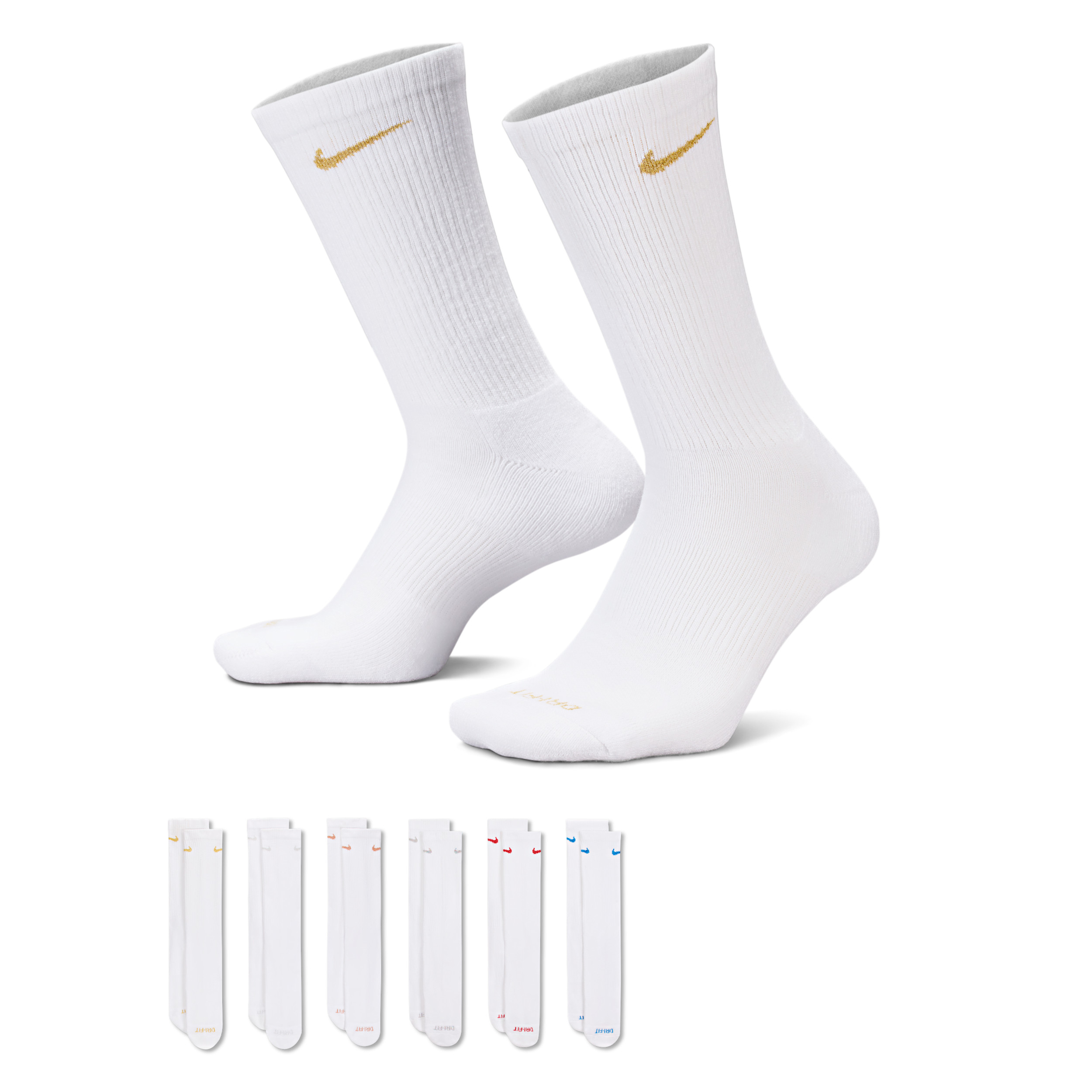 Nike Men's Everyday Plus Cushioned Training Crew Socks (6 Pairs) in Multicolor | SX6897-941 | Nike (US)