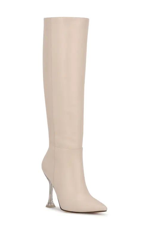 Nine West Talya Knee High Boot in Cream Leather at Nordstrom, Size 8.5 | Nordstrom