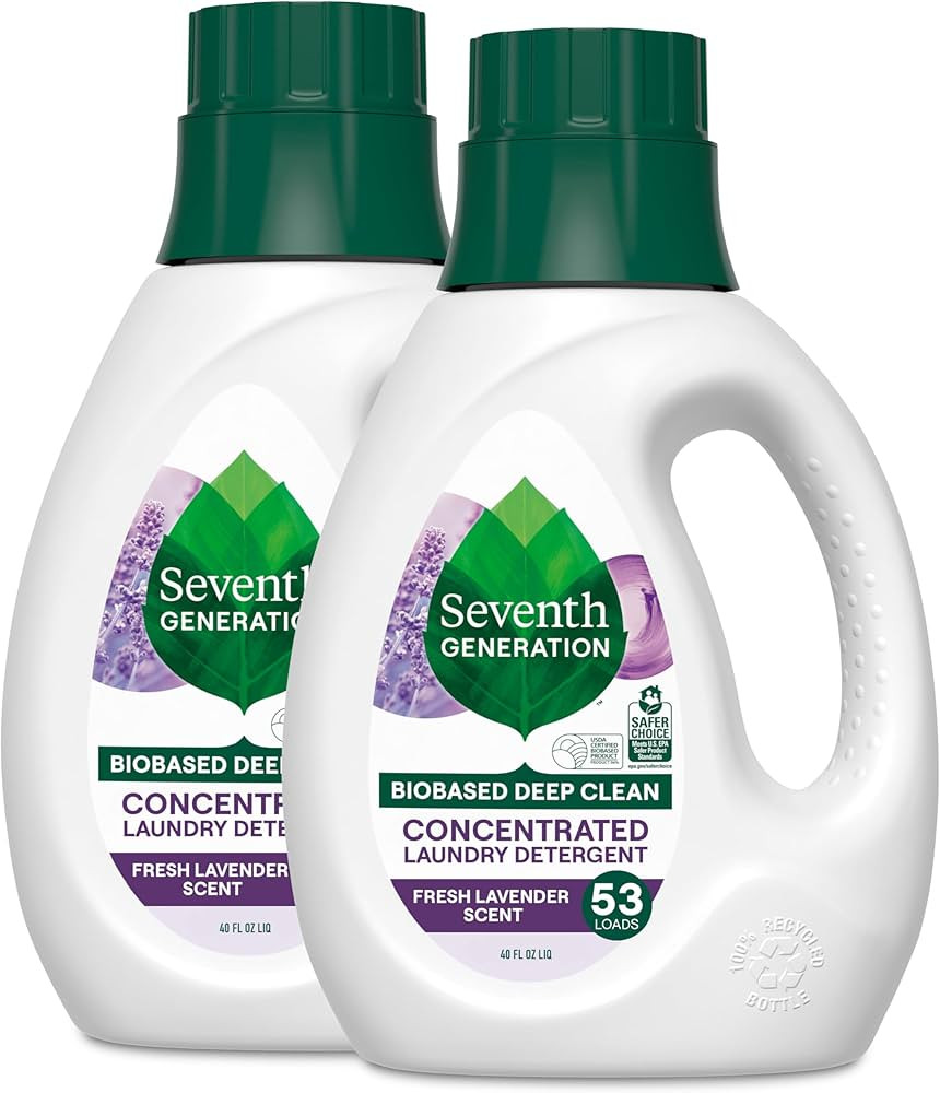 Seventh Generation Concentrated Laundry Detergent, Fresh Lavender scent, 40 oz, Pack of 2 (106 Lo... | Amazon (US)