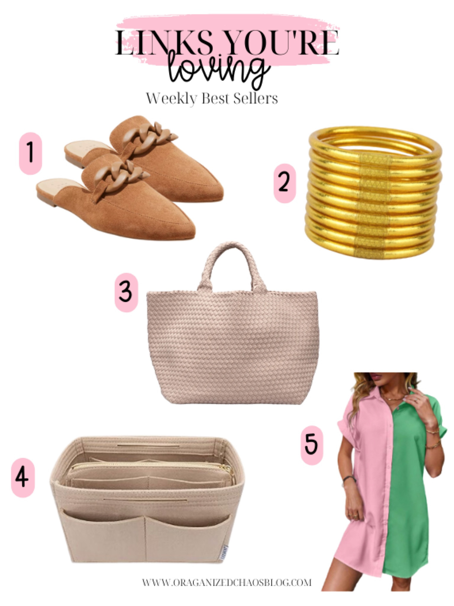 Weekly best sellers

Target pointed toe mules
Budahgirl bangles
St. Barths large Tote
Handbag organizer
Color block dress

#LTKshoecrush #LTKitbag #LTKSeasonal