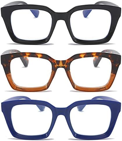 DXYXYO Square Reading Glasses for Women 2.5+ Blue Light Blocking Men Computer Readers Oversized Opra | Amazon (US)