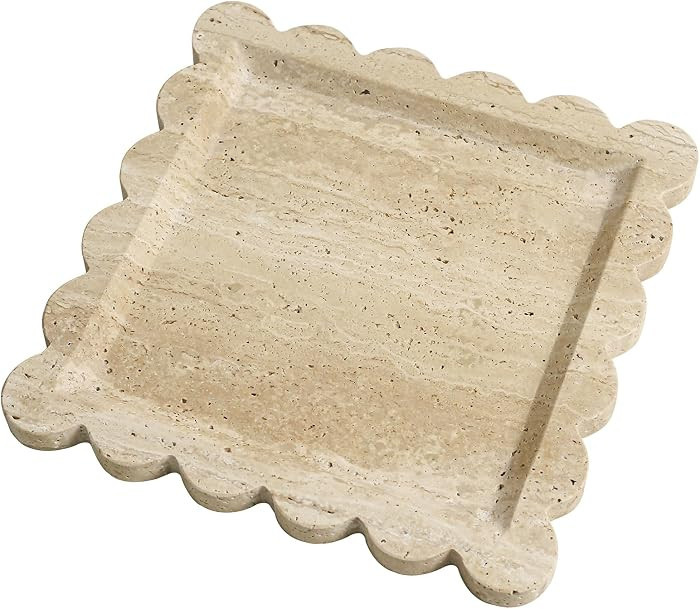 Natural 100% Travertine Vanity Tray Luxury Scalloped Marble Tray, Italian Travertine Tray for Hom... | Amazon (US)
