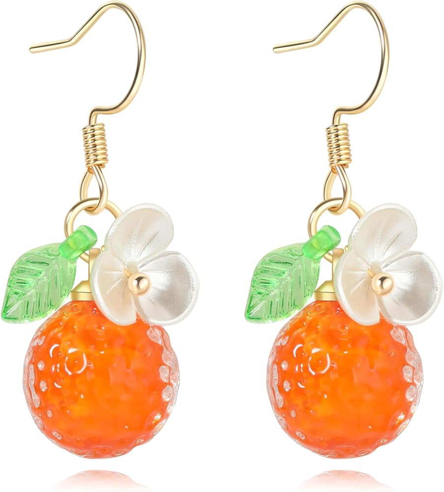 Fruit Earring Strawberry Lemon Orange Grape Cherry Raspberry Pomegranate Lightweight Trendy Drop ... | Amazon (US)