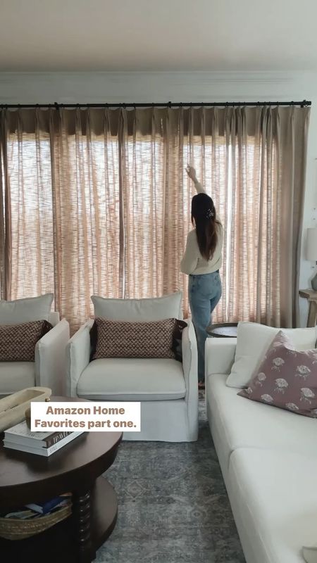 Pinch pleat drapes from Amazon! We have the color Grey Beige, unlined. I am also linking the lined version below. They come in a variety of sizes to suit your space! We have the 52” W x 96” L . The windows in our living room are 34” wide and 70” tall. If you have larger windows I would choose wider drapes to help balance the width of the window.

Twopages drapes, amazon curtains, pinch pleat curtains, amazon home decor

#LTKstyletip #LTKFind #LTKhome