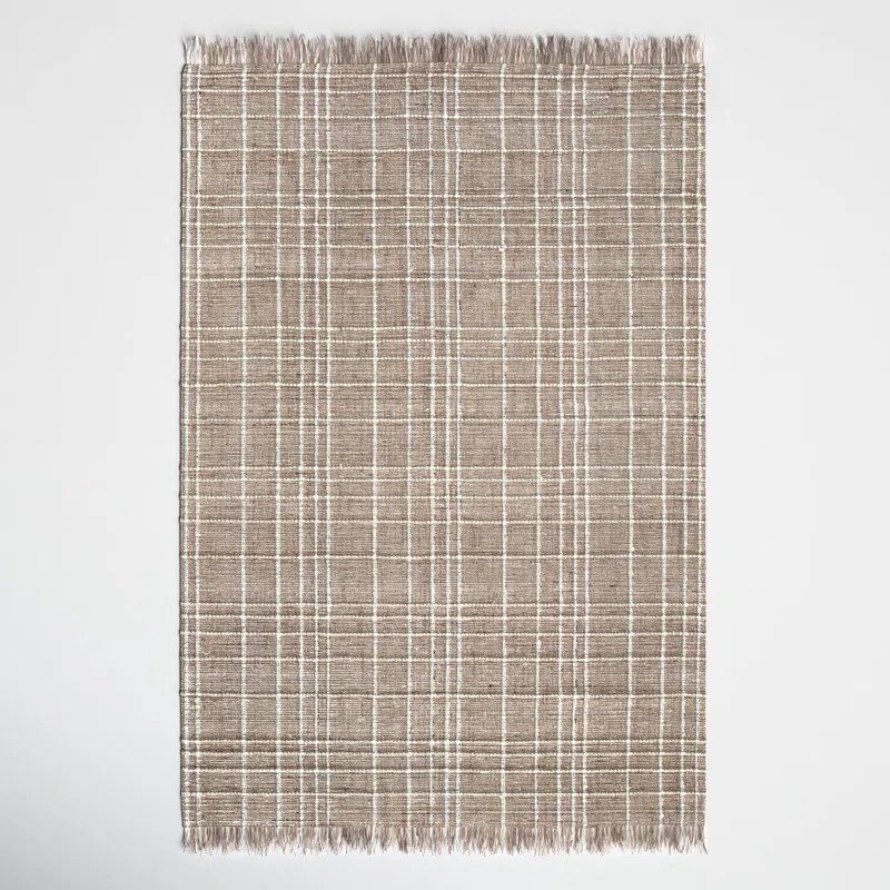 Joss & Main Janie Plaid Handmade Ivory/Brown Area Rug & Reviews | Wayfair | Wayfair North America