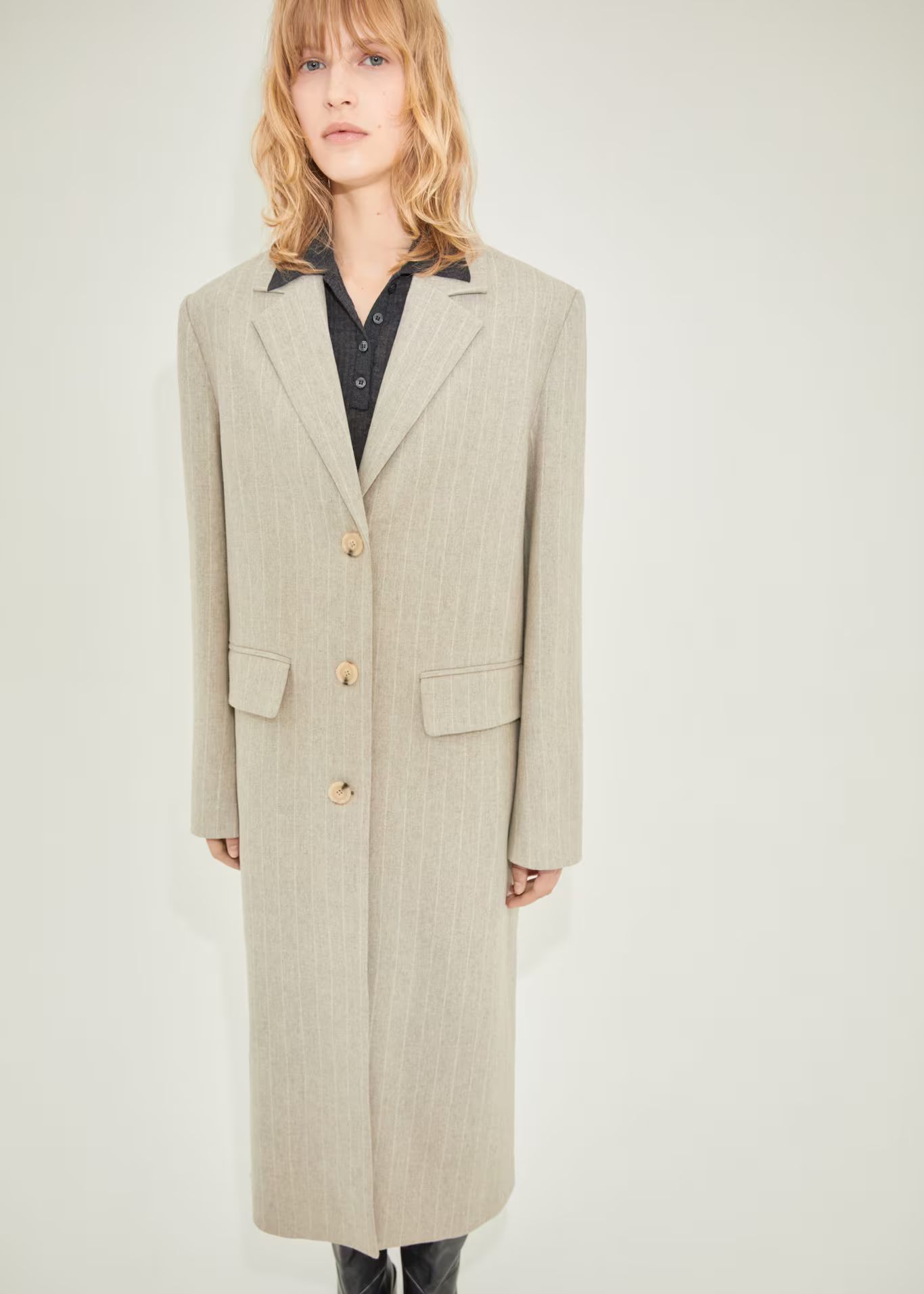 Pinstripe wool coat -  Women | Mango USA | MANGO (US)