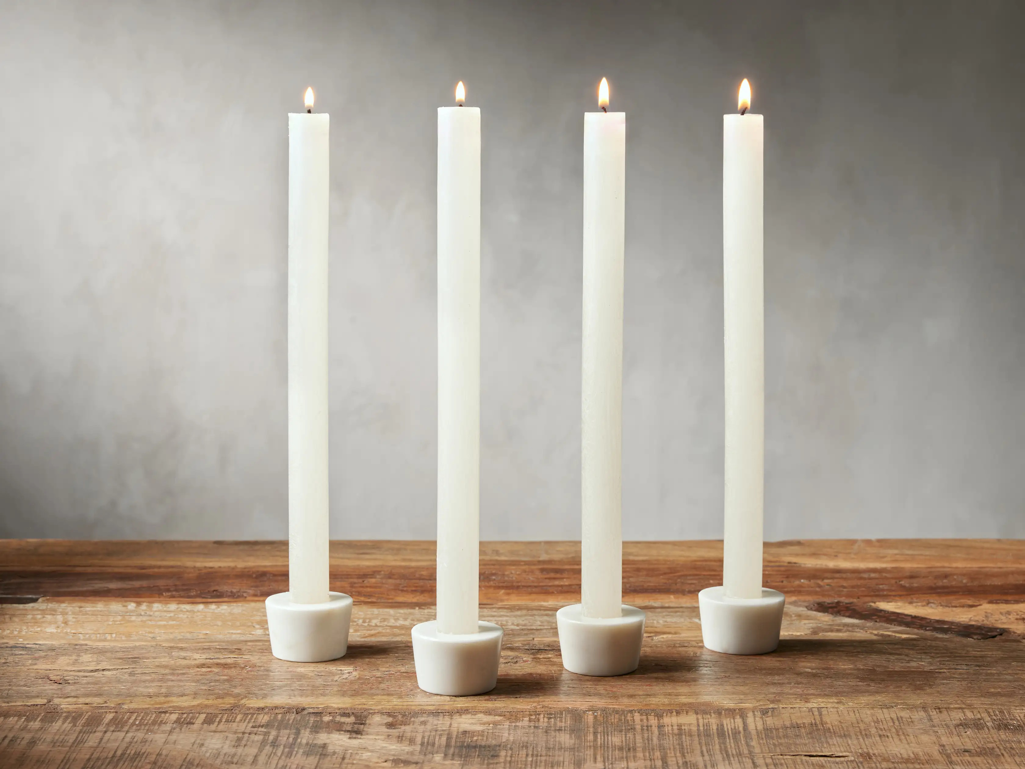 Rhodes White Marble Taper Holders (Set of 4) | Arhaus
