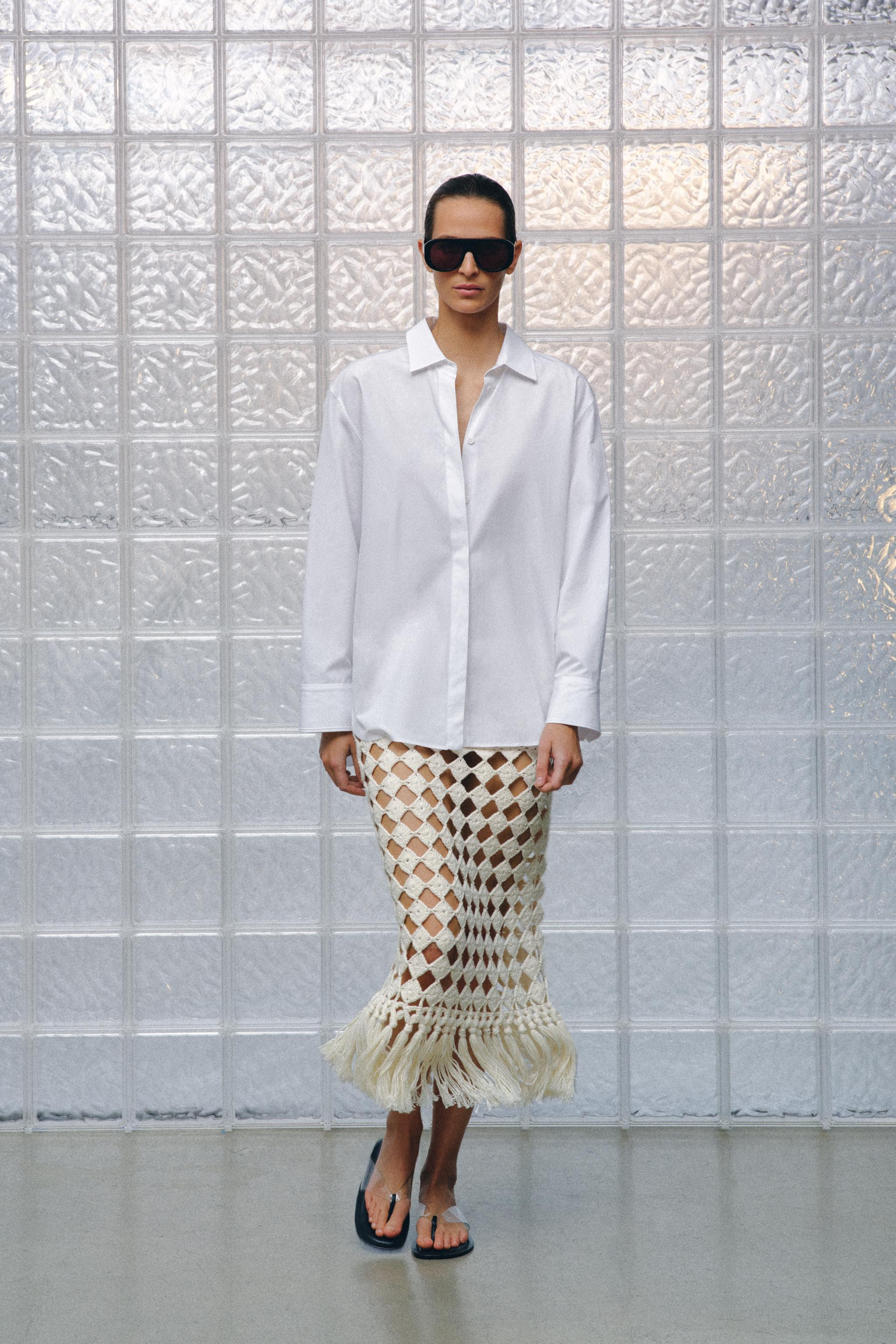 CROCHET FRINGED KNIT SKIRT | Zara US