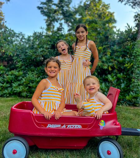 Matching little girls dresses for family photo - yellow striped maxi dress for girls sizes 2-10 

#LTKfamily #LTKkids