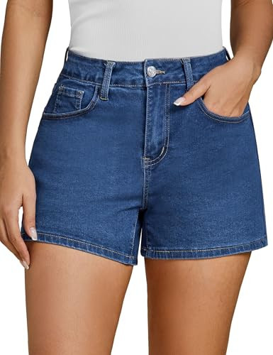 luvamia Jean Shorts Women High Waist Denim Jorts High Rise Shorts for Women Classic Blue Size Medium US 8 to 10 | Amazon (US)