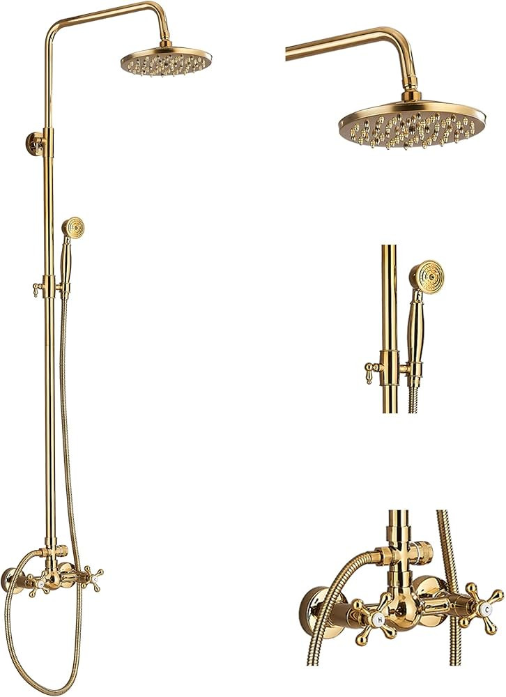 Votamuta Bathroom Rain Shower Faucet Gold Finish 8 Inch Rainfall Shower Head Shower System Wall M... | Amazon (CA)