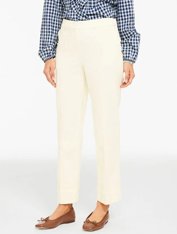 Aiden Twill Straight Ankle Pant | Talbots