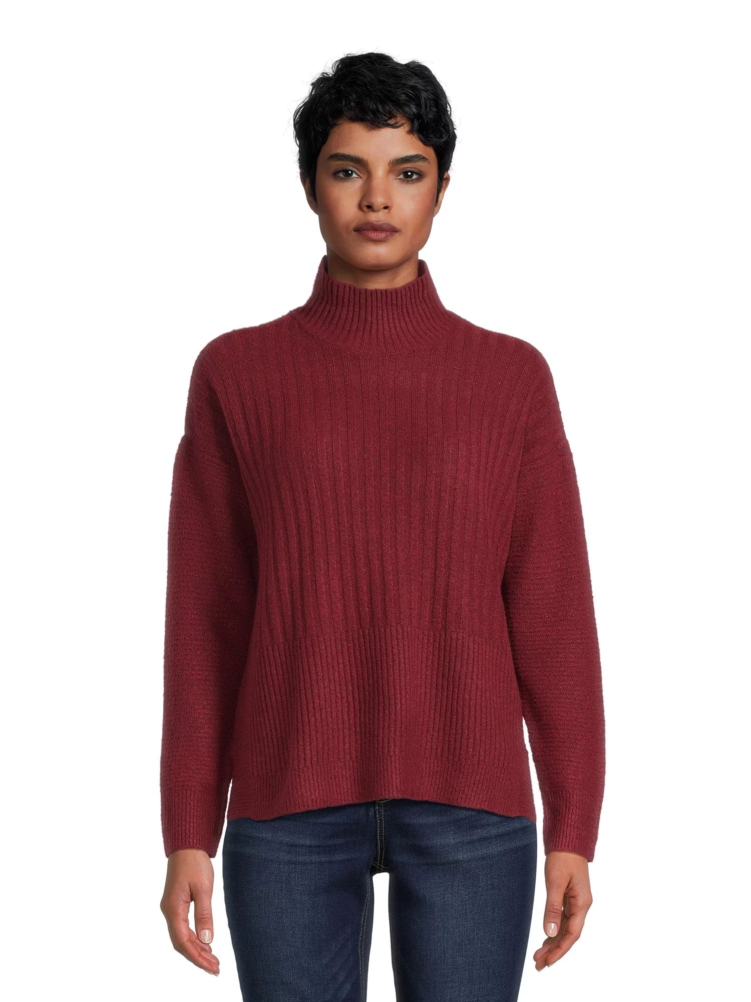 Time and Tru Women's Mock Neck Sweater, Midweight, Sizes XS-XXXL | Walmart (US)