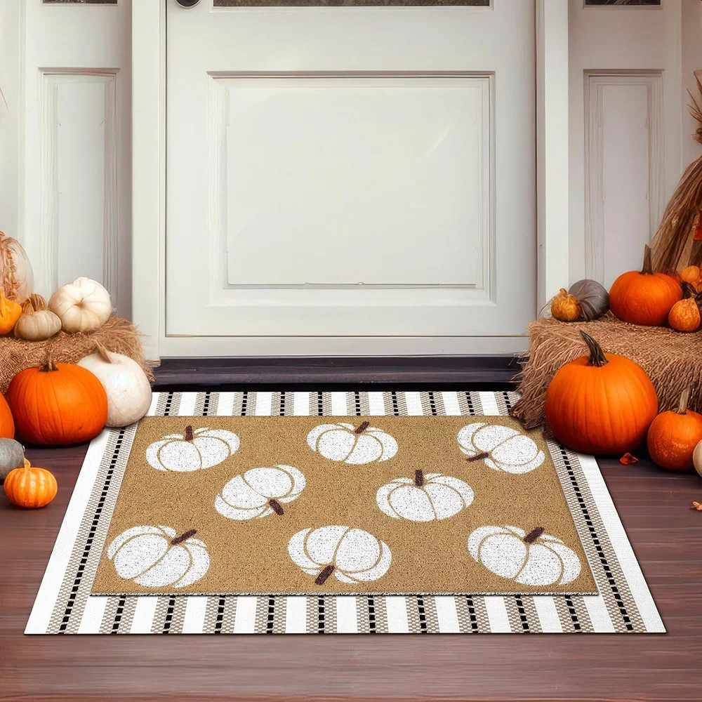 Arlmont & Co. 2-Piece Neutral Pumpkin Layered Doormat Set – Farmhouse Autumn Welcome Mats | Wayfair | Wayfair North America