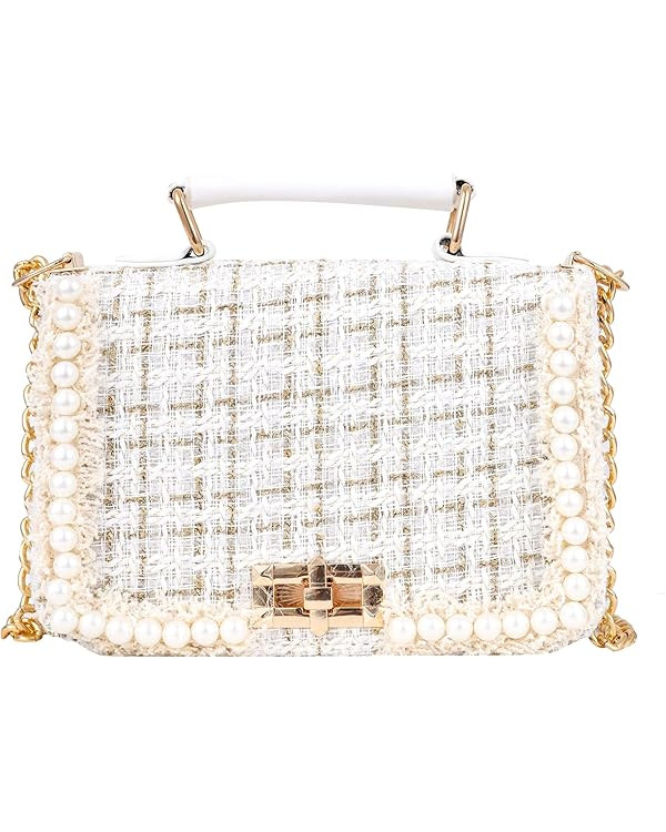 Qiayime Purses and Handbags for Women Fashion Ladies Top Handle Satchel Shoulder Tote Pearl bead ... | Amazon (US)