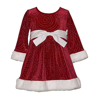 Bonnie Jean Toddler Girls Long Sleeve Velvet Fit + Flare Dress, Color: Red - JCPenney | JCPenney