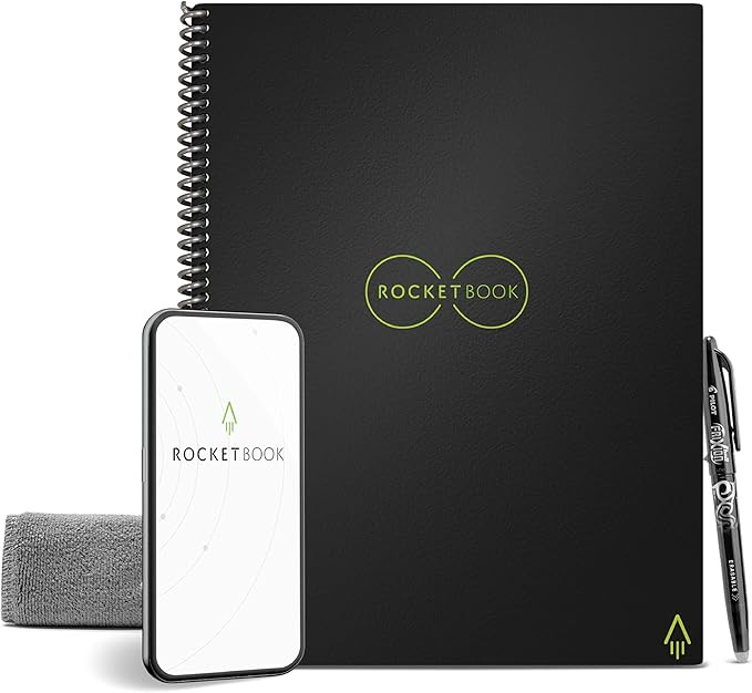 Rocketbook Core Reusable Spiral Notebook, Letter Size 8.5x11, Black - Dotted Pages, App-Connected... | Amazon (US)