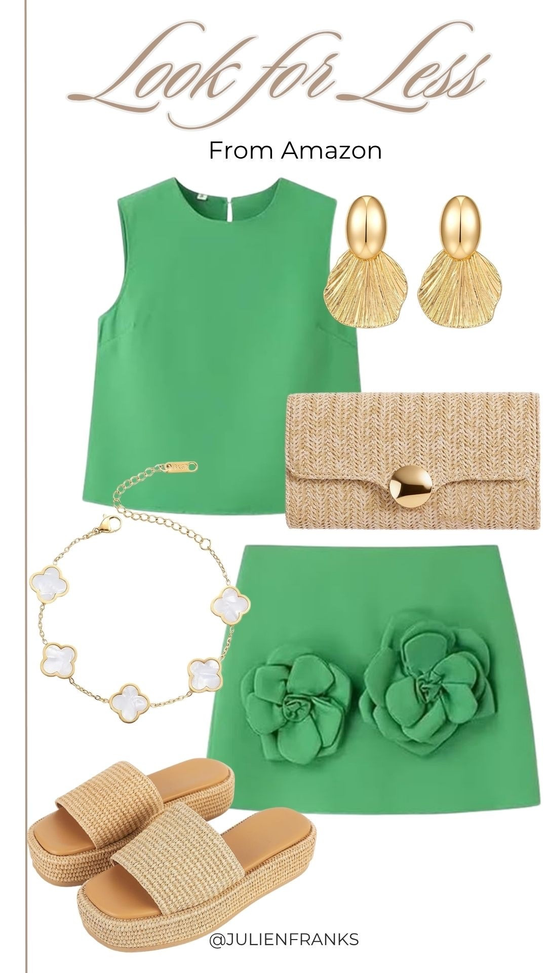 Look for less 💚 This Amazon set immediately caught my eye. The color is so fun for summer, and the floral details make it look much more expensive than it is. Paired it with a few raffia accessories and gold jewelry for an easy resort-inspired look that feels designer without the designer price tag.

#LTKSeasonal #LTKootd #LTKSaleAlert