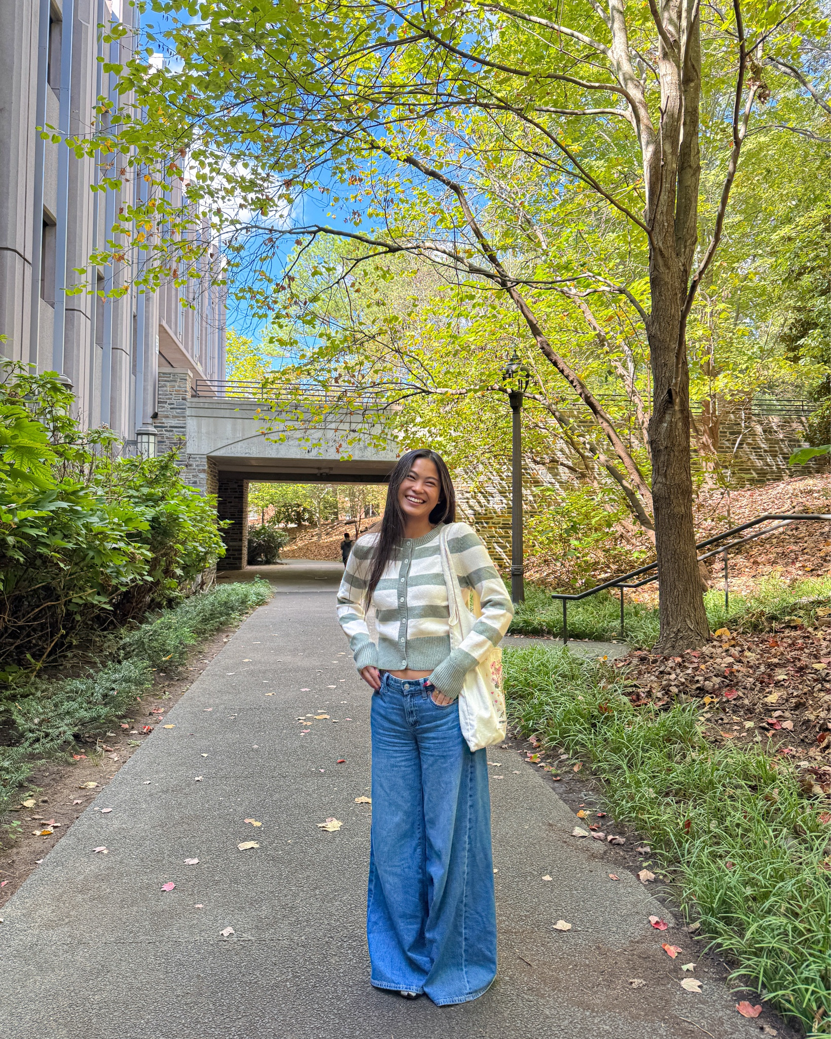 cozy casual fall outfit inspo 🍁🍂 I’m wearing a size XS in size sweater and 00 in jeans. 

fall sweaters, wide leg jeans, casual back to school outfits, comfy casual ootd, striped sweater

#LTKU #LTKSeasonal #LTKStyleTip