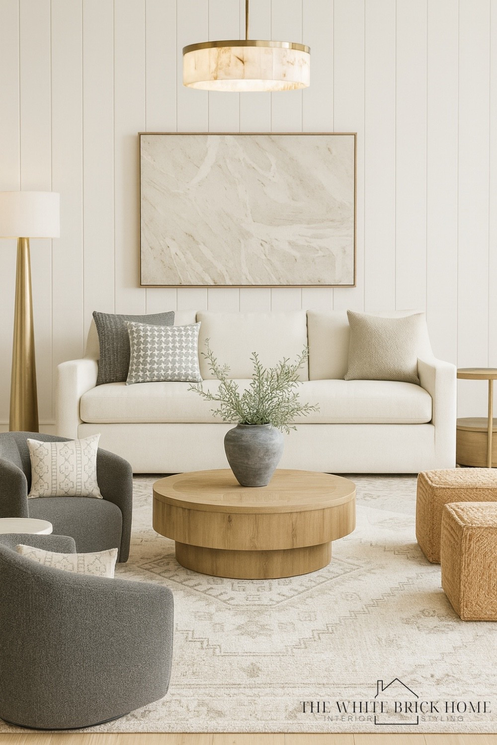 A bright, balanced living room that maximizes natural light and conversation with thoughtfully placed seating, soft textures, and neutral finishes. 

Living room, living room decor, living room design, living room sofa, living room chair, living room ottoman, living room decor ideas, coffee table, round coffee table, vase, side table, floor lamp, area rug, living room rug, living room decor ideas, home design, living room design, living room seating, couch, sofa, accent pillows, pottery barn, crate and barrel, McGee and co 

#LTKSeasonal #LTKHome #LTKSaleAlert