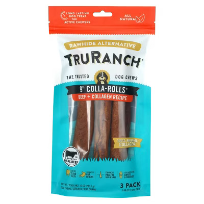 TruRanch 9" Collagen Rolls Beef Flavor Dog Treats - 10oz/3ct | Target