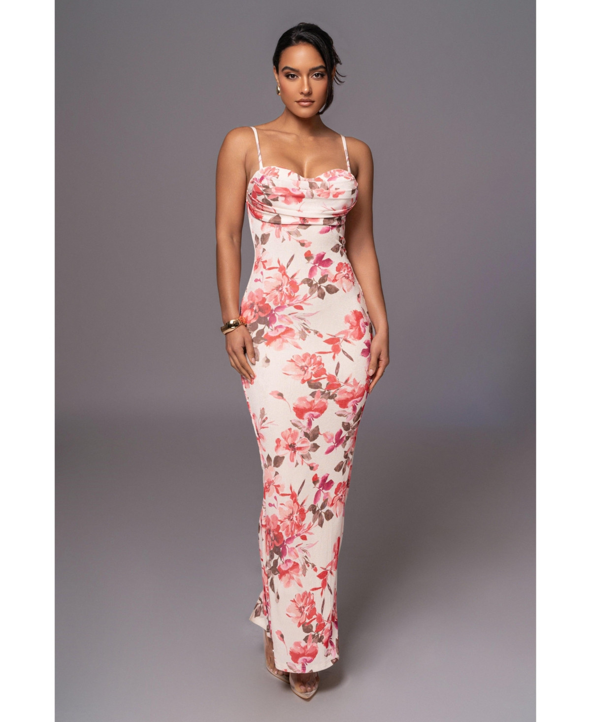 Jluxlabel Women's Ivory Floral Slinky maxi dress - Floral | Macy's