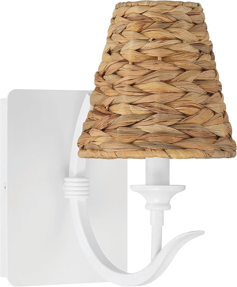 Craftmade Kokomo 1 Light Matte White Finish Wall Sconce with Natural Sea Grass Shades | Amazon (US)