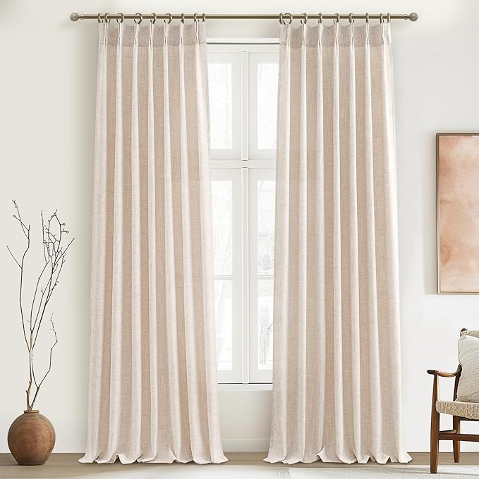 Custom Curtains for Living Room 2 Pages, Linen Curtains 102 Inches Long for 100-103 Inch Large Wi... | Amazon (US)
