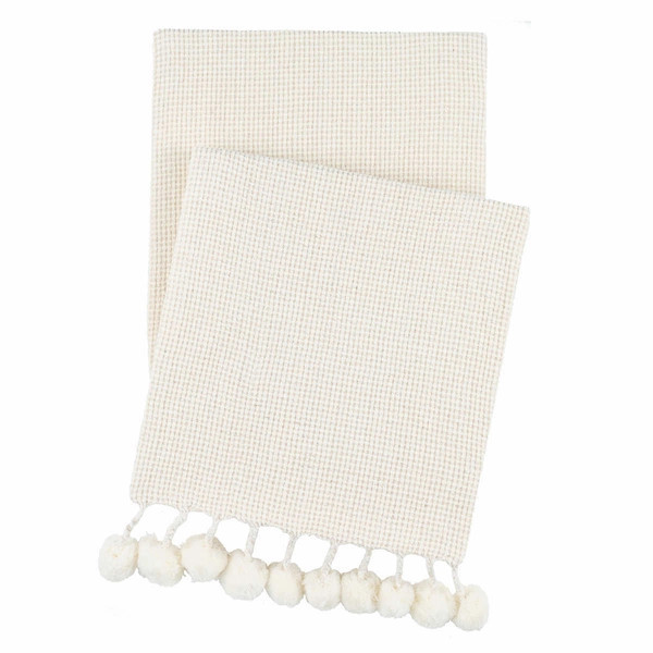 Bauble Chenille Ivory Throw | Annie Selke
