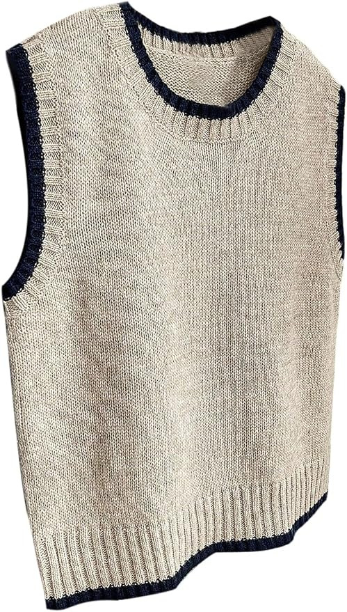 Floerns Women's Casual Sweater Vest Sleeveless Crew Neck Knit Wear Pullover Top | Amazon (US)