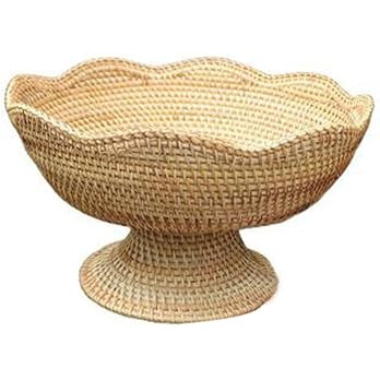 Simple Fashion Hand-Woven Rattan Tray，Round Brown Natural Decorative Storage Wicker Serving Tra... | Amazon (US)