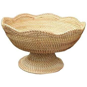 Simple Fashion Hand-Woven Rattan Tray，Round Brown Natural Decorative Storage Wicker Serving Tra... | Amazon (US)