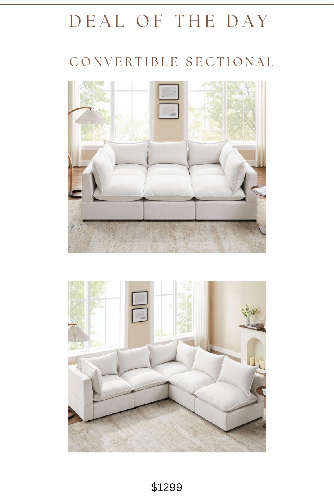 Great price for this cloud inspired convertible sectional!! 

#LTKHome #LTKStyleTip #LTKSaleAlert