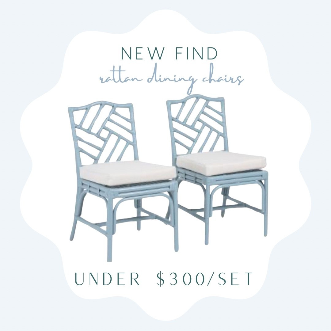 Coastal rattan dining chairs set of 2! 

Coastal furniture, coastal chairs, blue accent chairs, blue dining chairs, dining chairs, rattan chairs 