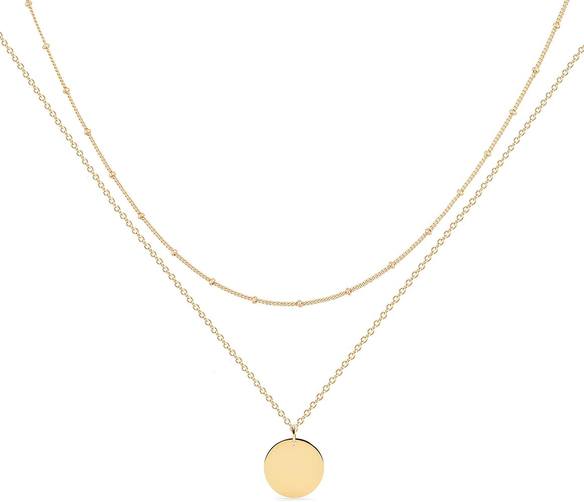 Mevecco Layered Heart Necklace Pendant Handmade 18k Gold Plated Dainty Gold Choker Arrow Bar Laye... | Amazon (US)