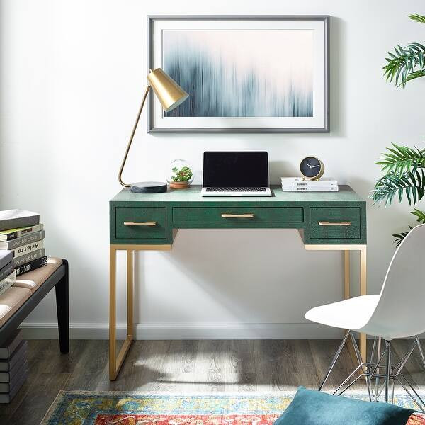 Devine Reptile Desk - textured emerald alligator | Bed Bath & Beyond