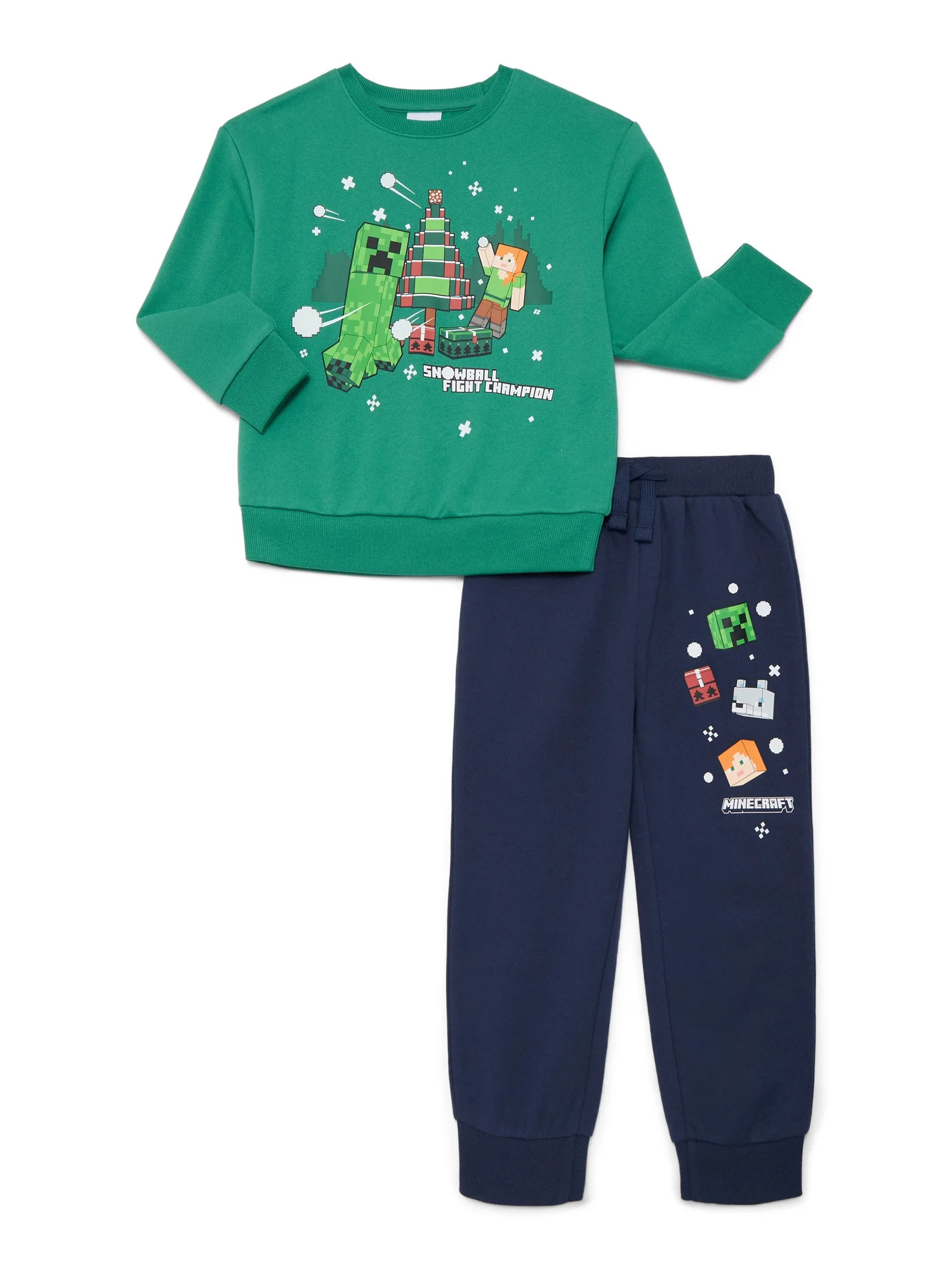 Minecraft Boys Holiday Graphic Sweatshirt and Sweatpants Set, 2 Piece, Sizes 4-12 | Walmart (US)