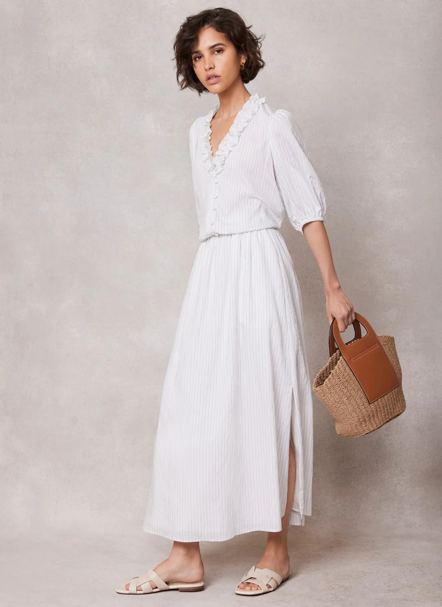 White Striped Maxi Skirt | Mint Velvet