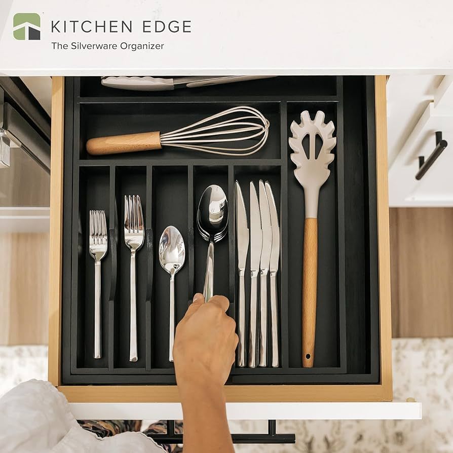 KitchenEdge Premium Silverware, Flatware and Utensil Organizer for Kitchen Drawers, Expandable 15... | Amazon (US)