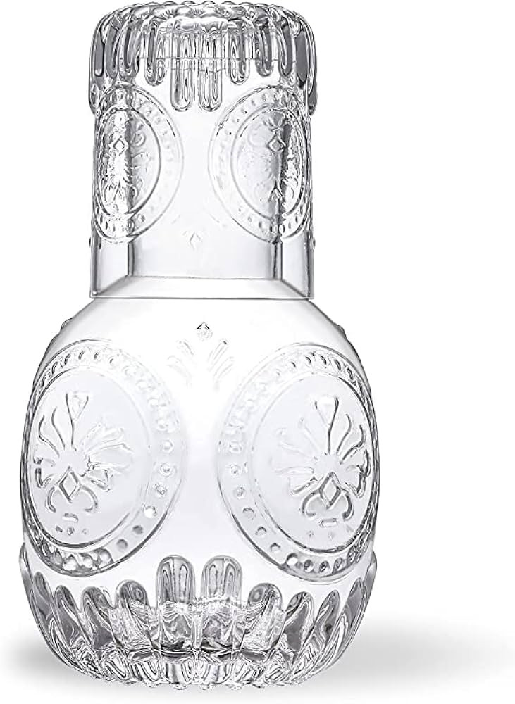 Vintage Bedside Water Carafe and Glass Set for Bedroom Nightstand, Bediside, Thicked Glass Mouthw... | Amazon (US)