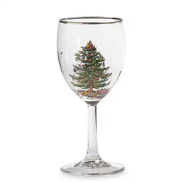 Spode Christmas Tree Wine Glass with Gold Rims Set of 4 - 13 oz | Bed Bath & Beyond
