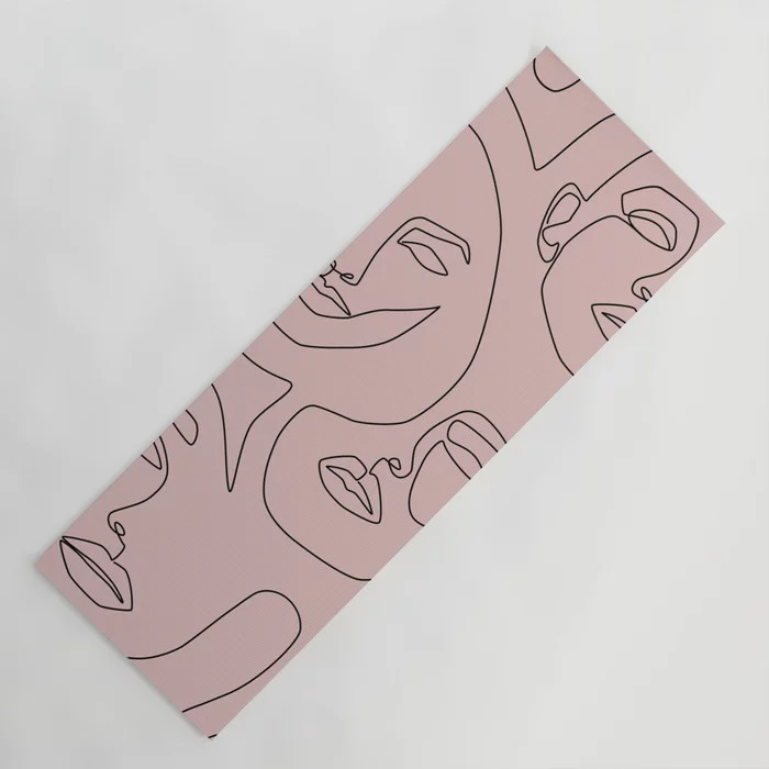 Blush Faces Yoga Mat | Society6