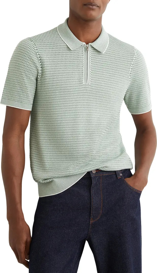 Brink Textured Stitch Quarter Zip Polo | Nordstrom