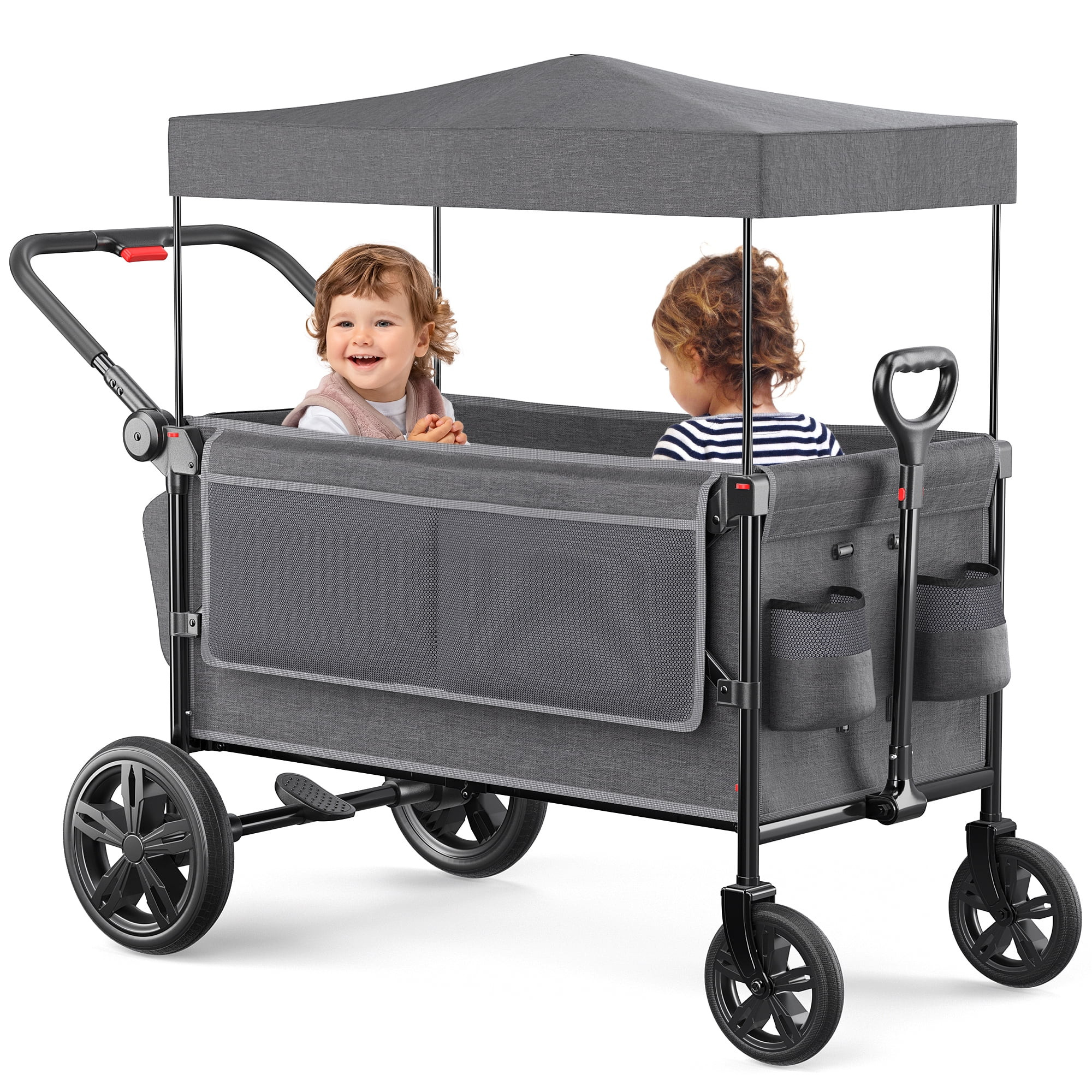 SACVON All-Terrain Stroller Wagon for Toddlers with Canopy, Parent Organizer, Adjustable Handleba... | Walmart (US)