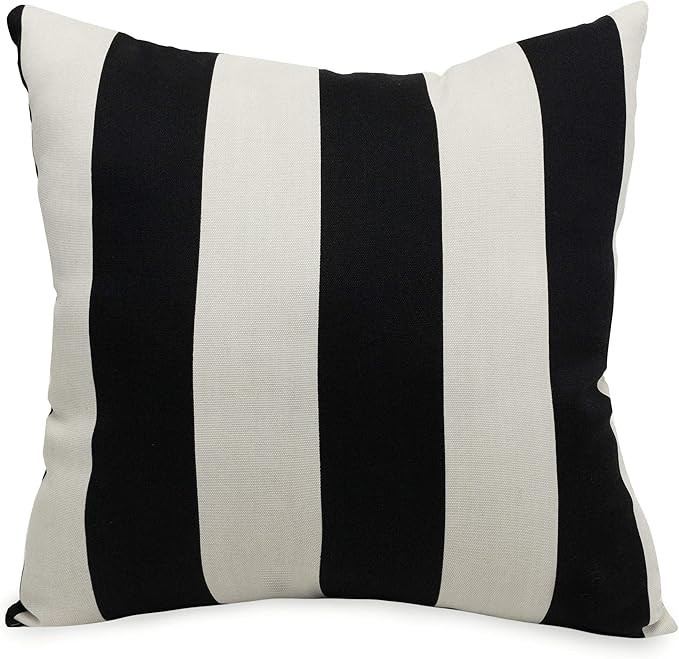 Majestic Home Goods Black Vertical Stripe Indoor / Outdoor Large Pillow 20" L x 8" W x 20" H | Amazon (US)